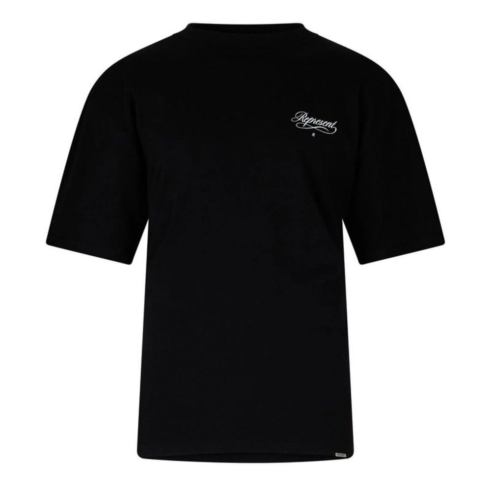 Represent Mens Script Graphic Logo Slub Oversized T-Shirt / Black